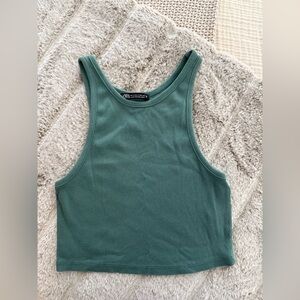 Zara Teal Ribbed Tank Top
